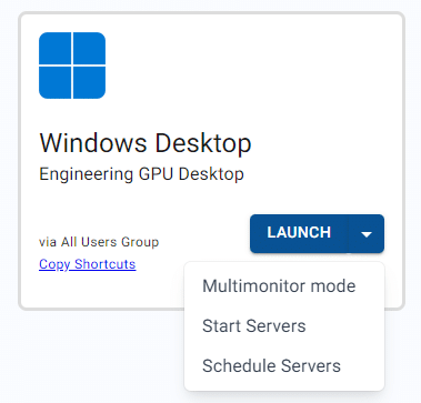 desktop launch menu