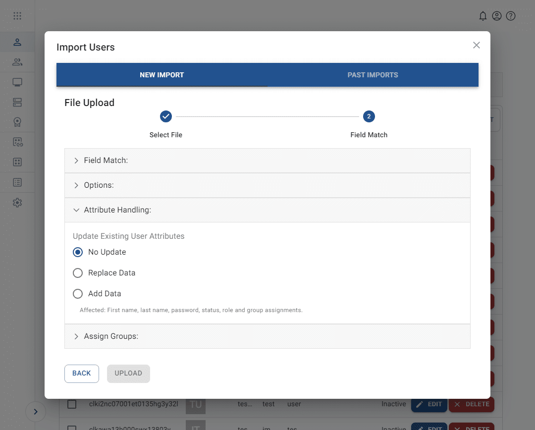 step 2 of the import user tool includes attribute handling