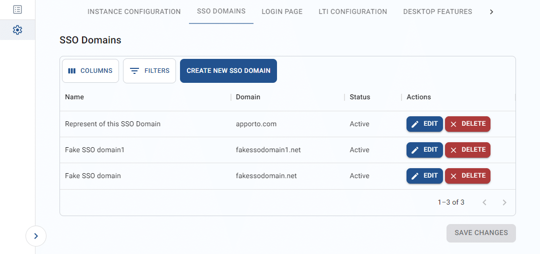 single sign on domain list