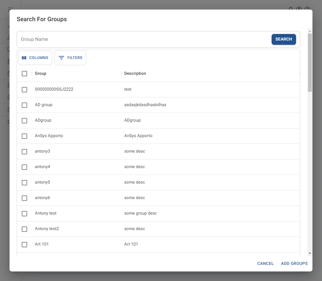 searching for a group to link to an SSO domain