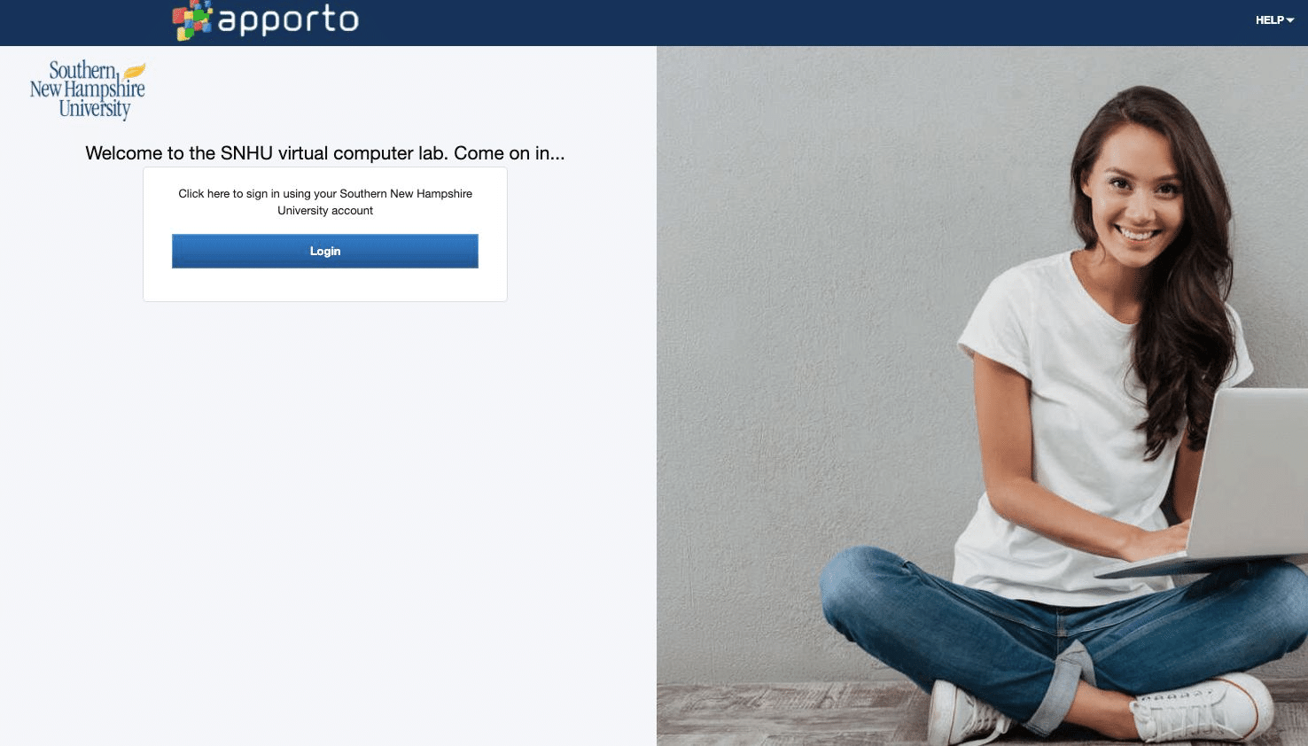 kiosk view of Apporto login screen