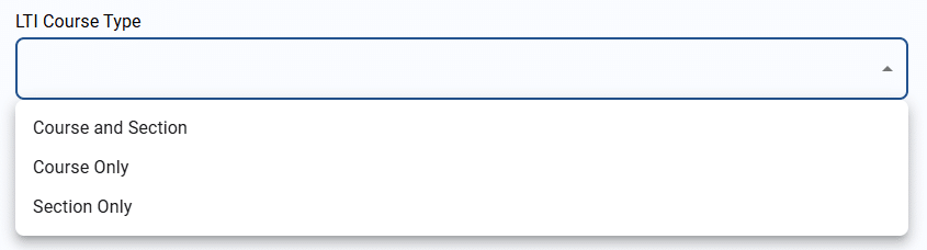 LTI course type dropdown