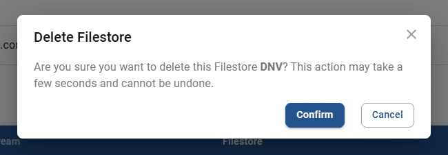 delete filestore pop-up