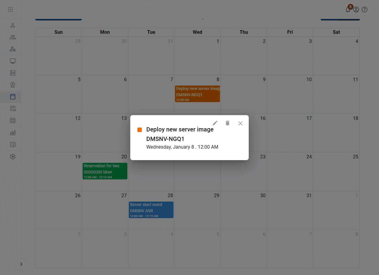 calendar event pop-up